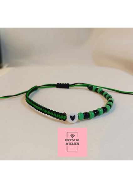 Kocaelispor Kalpli Boncuk Makrome Taraftar Bileklik - Yeşil Siyah Örgü Unisex El Yapımı Kombin Takı - Kocaelispor Bileklik - Makrome Bileklik - Taraftar Bileklik - Yeşil Siyah Bileklik modelleri