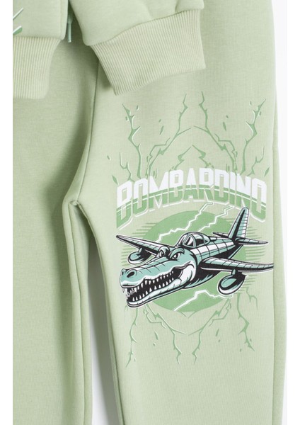 Yeşil Erkek Çocuk Yazılı Karakter Baskılı Şardonlu Eşofman Takımı 23287 fırsatları