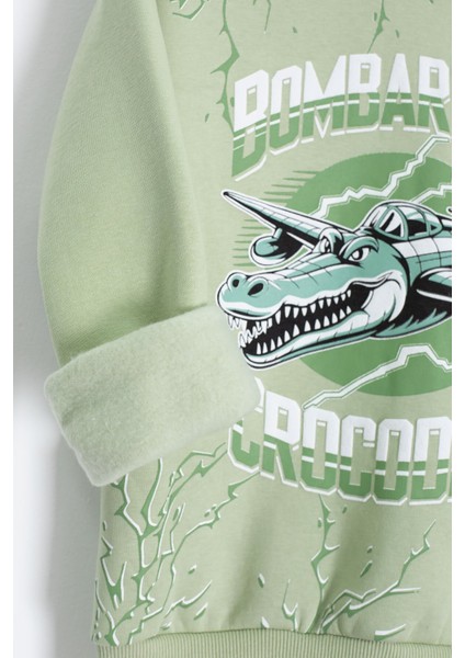 Yeşil Erkek Çocuk Yazılı Karakter Baskılı Şardonlu Eşofman Takımı 23287 indirimleri