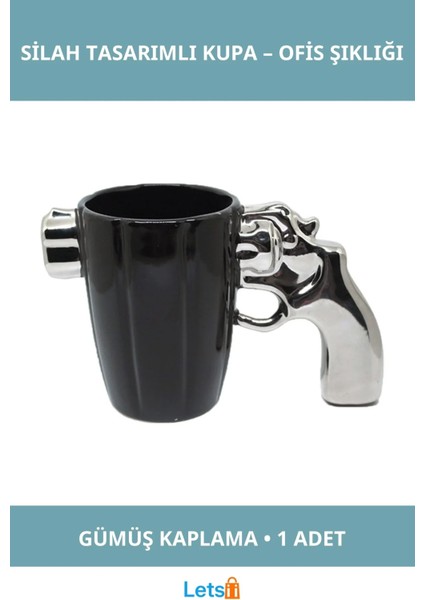 Metalik Silah Tasarımlı Gümüş Kupa Bardak