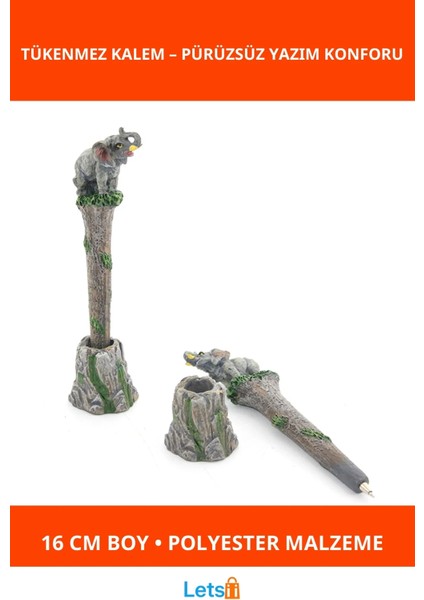Polyester Fil Figürlü Dayanıklı Tükenmez Kalem 16 cm