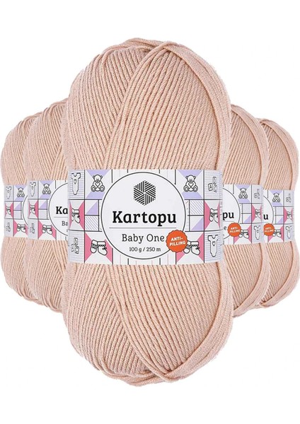 5 Adet Baby One Tüylenmeyen El Örgü Ipi Yünü Pudra K1873