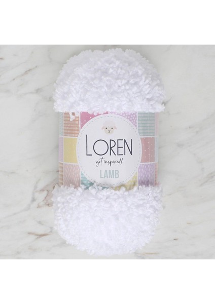 Loren Lamb Beyaz El Örgü Ipi - R001 - 34418