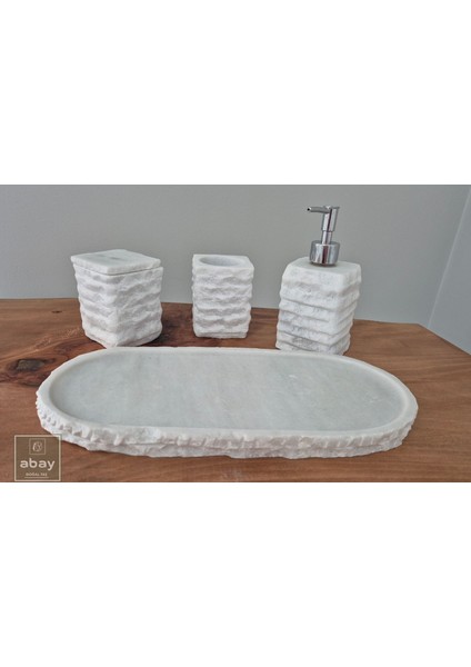 Beyaz Mermer Kaya Model 4 Parça Banyo Seti fiyatları