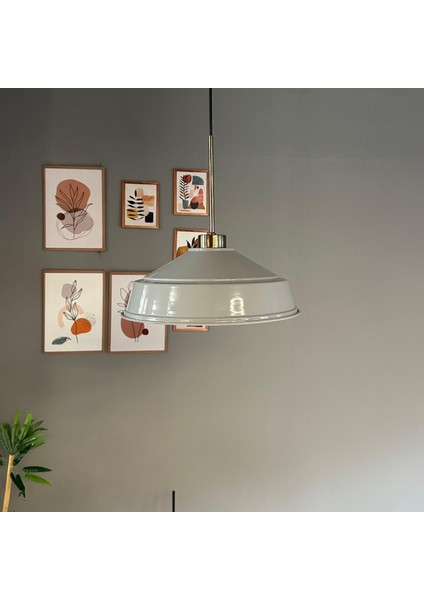 Carmelo Gri Renk Asaletli Tekli Avize Ince Eskitme Başlık Sarkıt Lamba Salon Aydınlatma