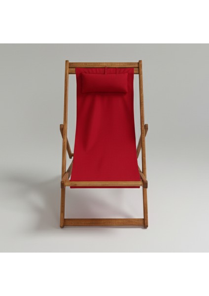 Ahşap Dinlenme Koltuğu, Katlanır Şezlong Kırmızı Minderli Tv Koltuğu ve Sandalyesi