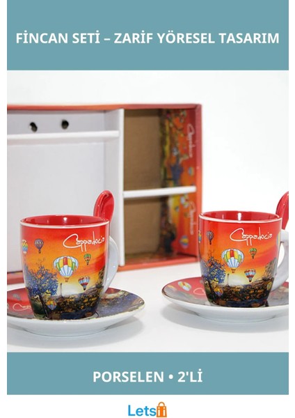Yöresel Porselen Ikili Fincan Seti 2 Adet