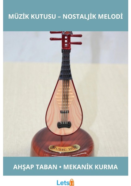 Ahşap Görünümlü Zarif Ud Tasarımlı Müzik Kutusu