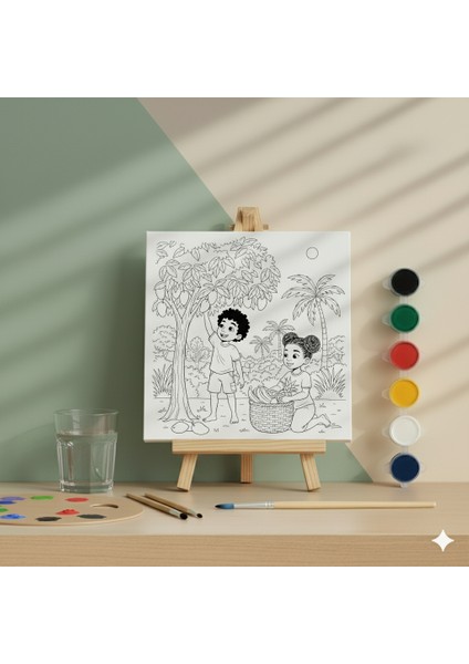 Çocuklar Için Köy Hayatı ve Meyve Hasadı Yapan Afrikalı Çocuklar Tuval Boyama Seti fiyatları