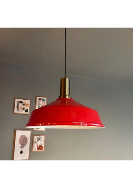 Asaletli Kırmızı Eskitme Fener Başlık Tekli Avize Sarkıt Ofis Showroom Salon Mutfak Avizeleri