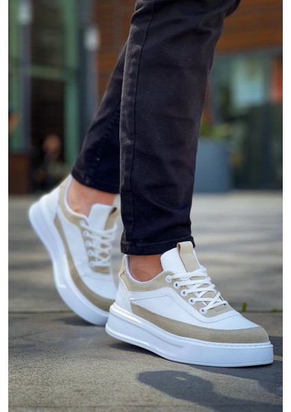 Mtxdpn KB-006 Kuback Beyaz Cilt Bej Süet Yüksek Taban Bağcıklı Günlük Erkek Ayakkabı (Numara: 42) fırsatları