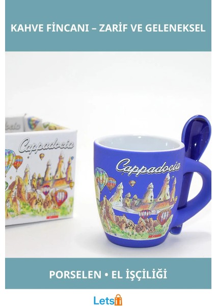 Şık Zarif Yöresel Porselen Kahve Fincanı Tekli