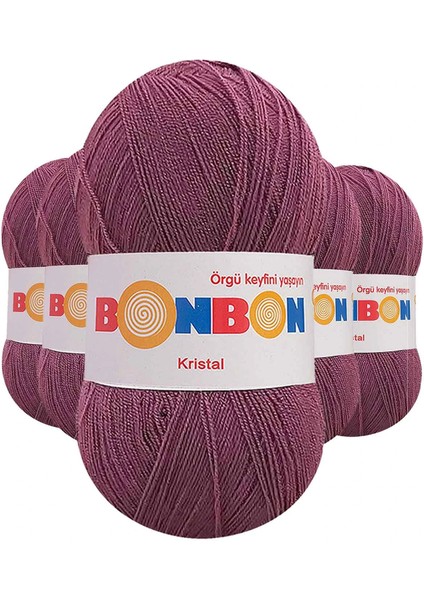 5 Adet Kristal El Örgü Lif Ipi Koyu Gül Kurusu 98303