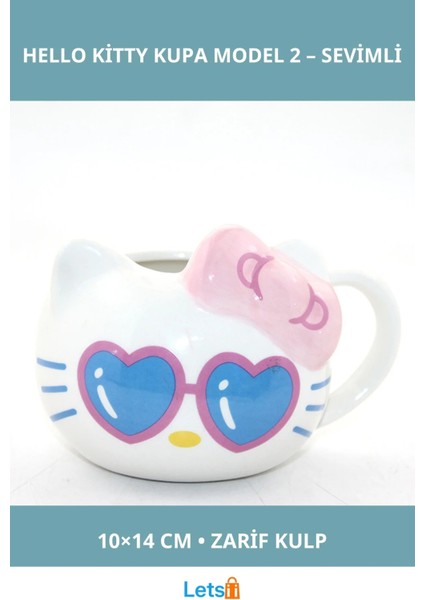 Şık Porselen Hello Kitty Kupa Bardak 10X14 cm