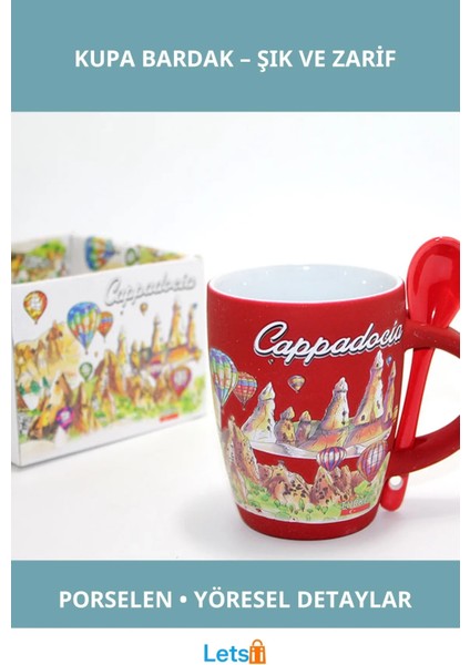 Yöresel Motifli Zarif Porselen Tekli Kupa Bardak