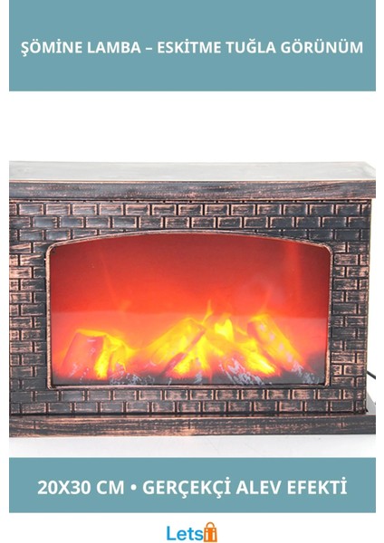 Vintage Eskitme Şömine Ledli Lamba 20X30 cm