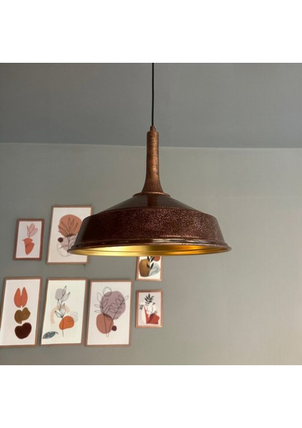 Patina Renk Asaletli Tekli Avize Patina Başlık Retro Sarkıt Lamba Restoran Salon Aydınlatma