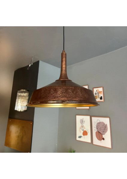 Patina Renk Asaletli Tekli Avize Patina Başlık Retro Sarkıt Lamba Restoran Salon Aydınlatma fırsatları