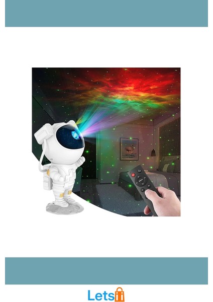 Astronot Tasarımlı Galaksi Projeksiyon Lambası Kumandalı Zamanlayıcı ile fırsatları