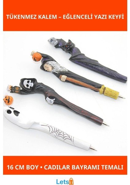 Cadılar Bayramı Temalı Polyester Tükenmez Kalem 16 cm