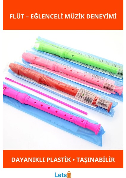 Renkli Eğlenceli Plastik Flüt Çocuklar ve Müzikseverler Için