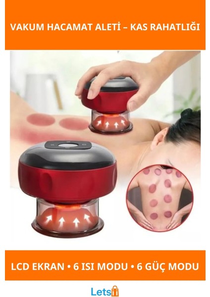 Elektronik Vakum Hacamat Aleti LCD Ekranlı Derin Basınçlı Masaj Cihazı