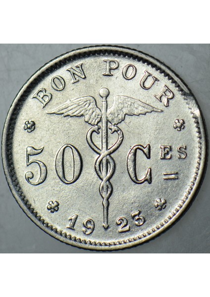 Belçika 50 Centimes 1923 Belgıque. Çil(-) fiyatları