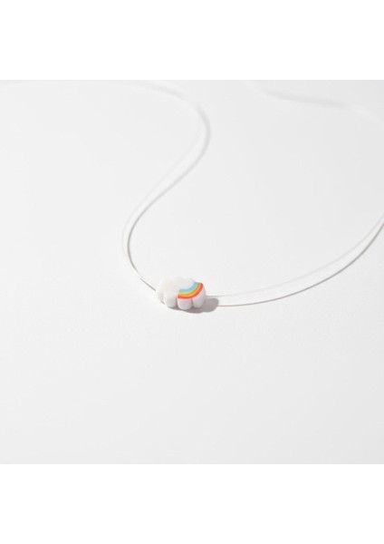 El Yapımı Porselen Pembe Bulut Figürlü Kadın Kolye