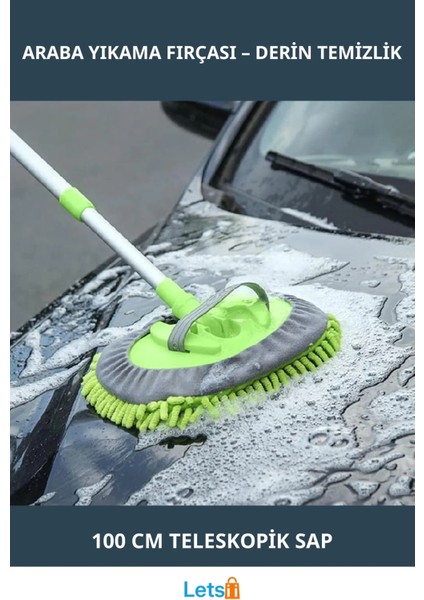 Uzun Saplı Teleskopik Mikrofiber Araba Yıkama Fırçası