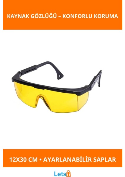 Sarı Ayarlı Çapak Kaynak Gözlüğü Geniş Görüş Açısı ile Güvenli Kullanım