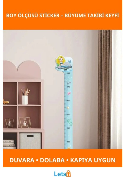 Sevimli Deniz Kızı Boy Ölçüsü Sticker Çocuk Odası Dekorasyonu