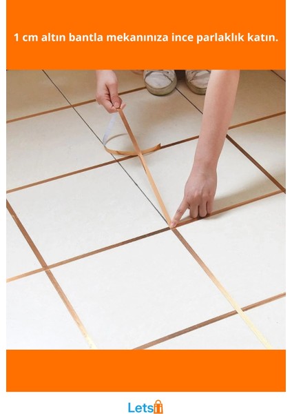 Kendinden Yapışkanlı 1 cm 50 Metre Gold Fayans Arası Şerit Bant fiyatları