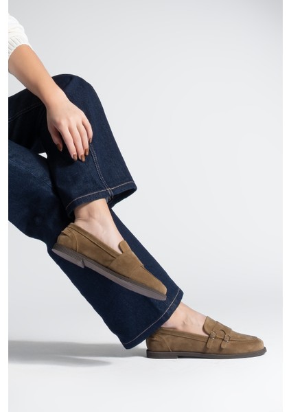 Kadın Loafer Makosen Tokalı Günlük Ayakkabı Ovora Taba Süet fırsatları