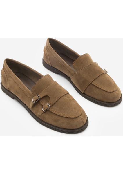 Kadın Loafer Makosen Tokalı Günlük Ayakkabı Ovora Taba Süet indirimleri