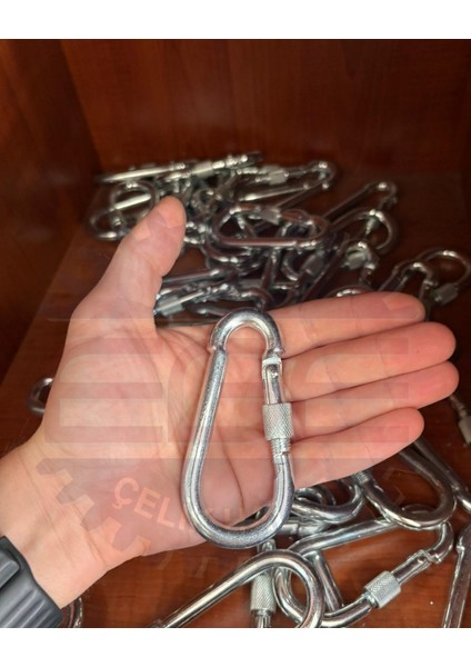 Vidalı Karabina 10 mm Yaylı Kanca Galvanizli Olta Dağcılık Kamp Malzemeleri Salıncak Anahtar 5 Adet fiyatları