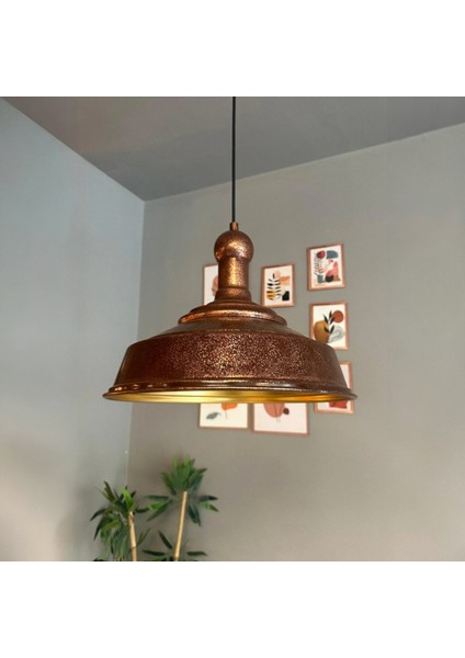 Patina Renk Asaletli Tekli Avize Patina Başlık Retro Sarkıt Lamba Restoran Salon Aydınlatma