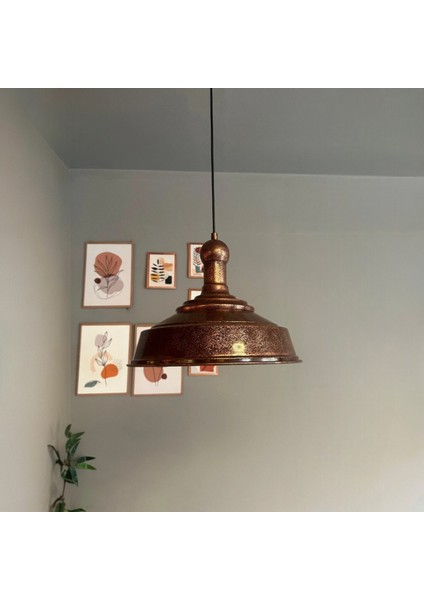 Patina Renk Asaletli Tekli Avize Patina Başlık Retro Sarkıt Lamba Restoran Salon Aydınlatma