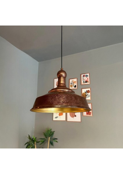 Patina Renk Asaletli Tekli Avize Patina Başlık Retro Sarkıt Lamba Restoran Salon Aydınlatma