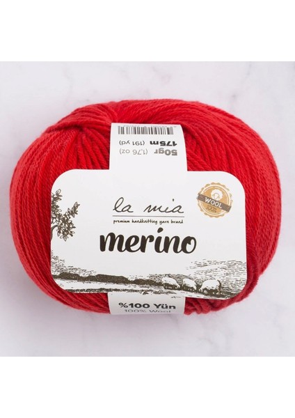 La Mia Merino Kırmızı El Örgü Ipi - L092 - 33789
