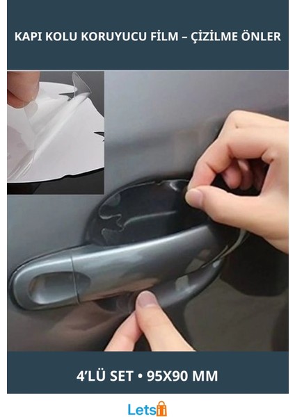 Araba Kapı Kolu Koruyucu Film 4'lü Set 95X90MM
