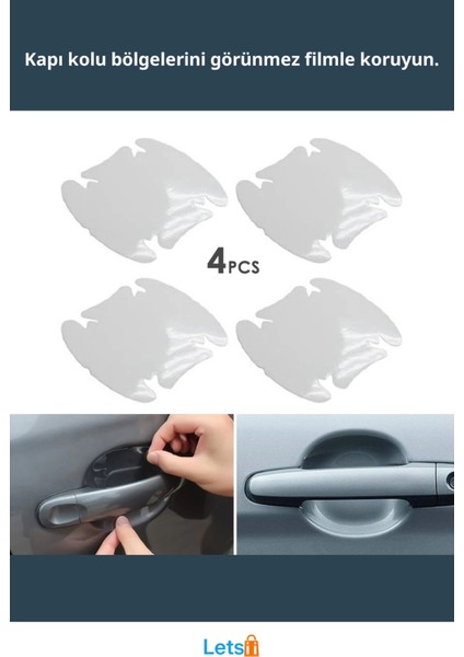 Araba Kapı Kolu Koruyucu Film 4'lü Set 95X90MM fiyatları
