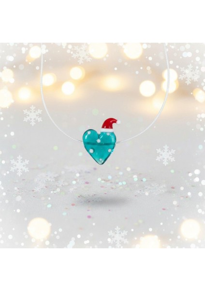 El Yapımı Porselen Mavi Kalp Yılbaşı Şapkalı Figürlü Kadın Kolye fiyatları