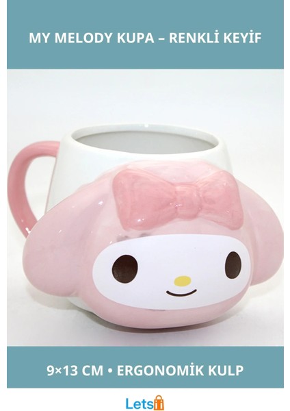 Porselen My Melody Tasarımlı Sevimli Kupa Bardak 9X13CM