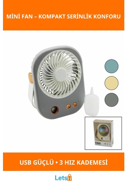 Su Spreyli Masaüstü USB Mini Fan 3 Hızlı Taşınabilir Soğutucu