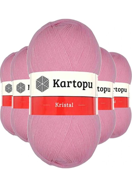 5 Adet Kristal Çift Katlı El Örgü Lif Ipi Pembe K774