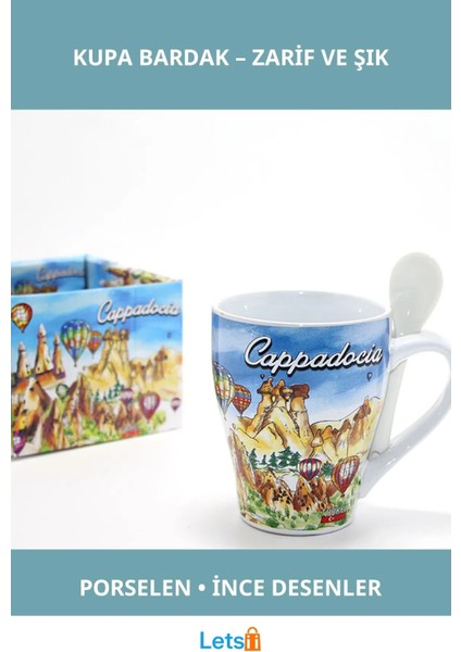 Yöresel Tasarımlı Şık Porselen Kupa Bardak Model 8