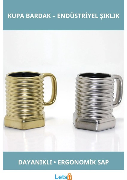 Vida Tasarımlı Endüstriyel Şık Kupa Bardak