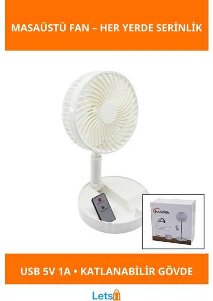 Uzaktan Kumandalı USB Mini Masaüstü Fan 19.7 cm Teleskopik Ayak