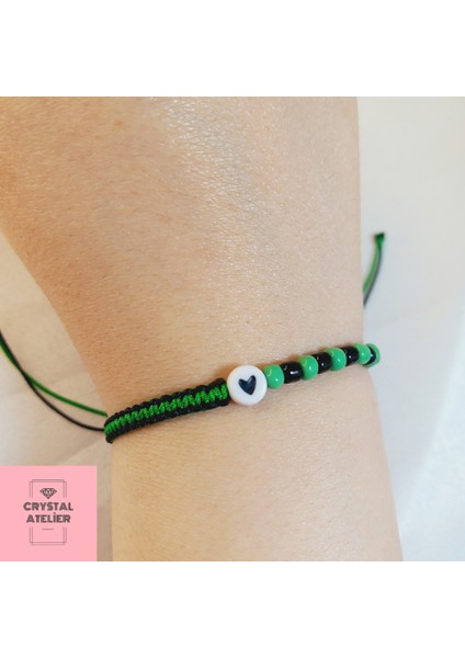 Sakaryaspor Kalpli Boncuk Makrome Taraftar Bileklik - Yeşil Siyah Örgü Unisex El Yapımı Kombin Takı - Sakaryaspor Bileklik - Makrome Bileklik - Taraftar Bileklik - Yeşil Siyah Bileklik modelleri