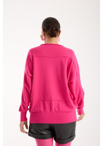 Kadın Fuşya Kayık Yaka Triko Bluz fiyatları